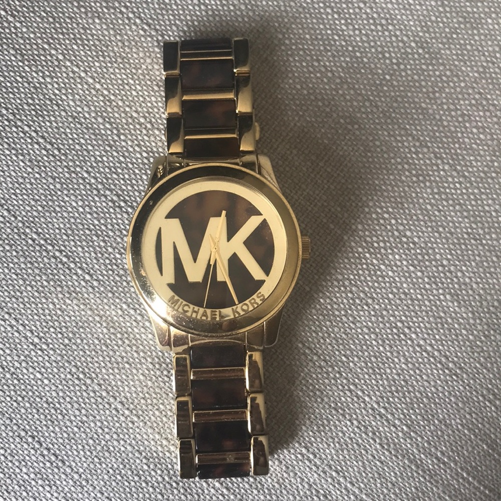 Michael Kors gold and leopard watch